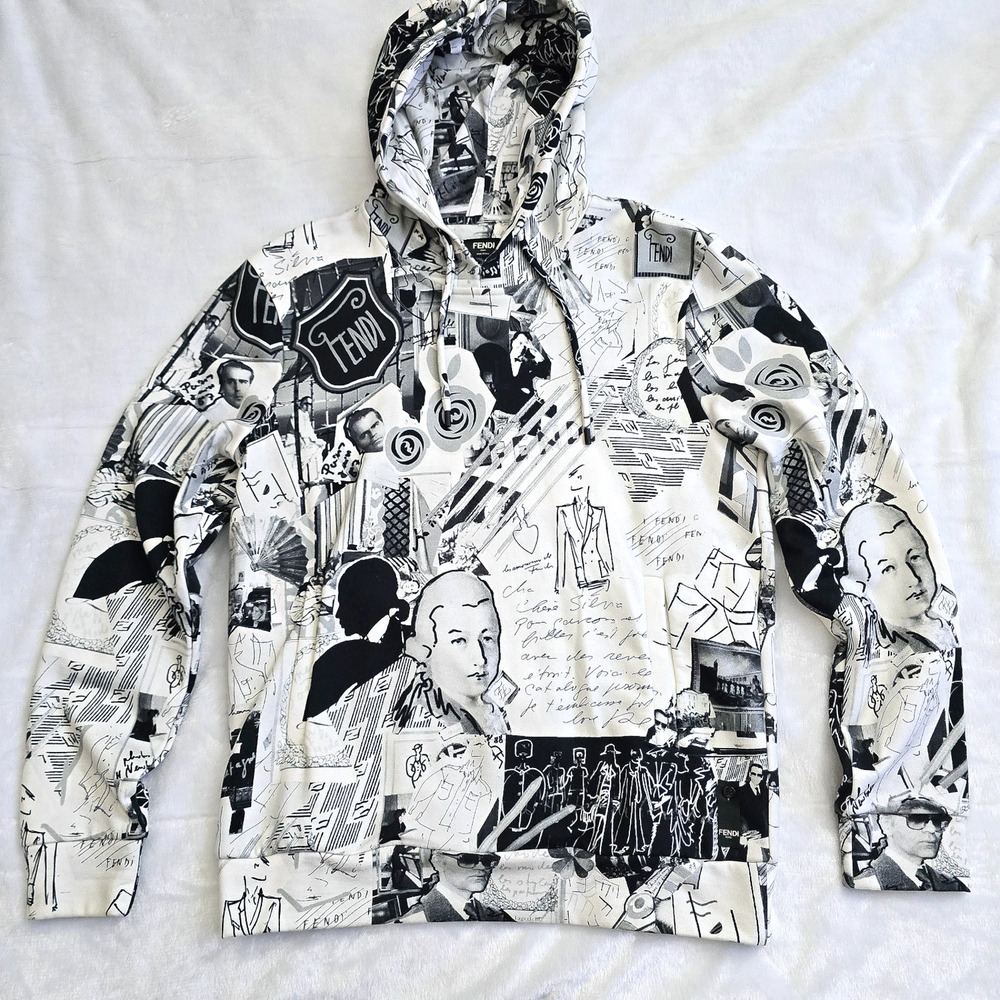 Fendi x Karl Lagerfeld 'Karl Kollage' Graphic Print Hoodie | Size S | MSRP $1810